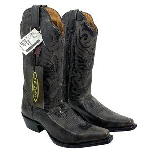 JB Dillon Black Leather Cowboy Western Snip Toe Boots Womens 8.5B 2301Mexico